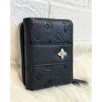 Embroided Wallet With Coin Storage - Black (W057)
