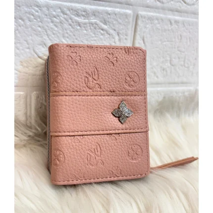 Embroided Wallet With Coin Storage - Pink (W057)