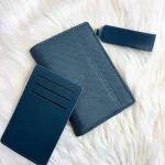 Textured Leather Wallet - Blue (W058) - Image 2