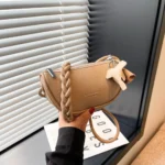 Classy PU Leather Knot Style Bag - Khaki (B-012) - Image 2