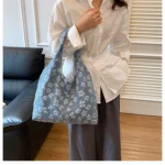 Floral Large Capacity Tote Bag! Blue (B-013) - Image 2