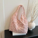 Floral Large Capacity Tote Bag! Pink (B-013) - Image 3