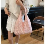 Floral Large Capacity Tote Bag! Pink (B-013) - Image 4