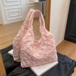 Floral Large Capacity Tote Bag! Pink (B-013)