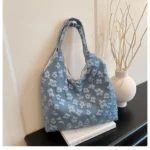 Floral Large Capacity Tote Bag! Blue (B-013)