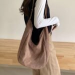 Classy Suede Leather Tote Bags Coffee (6130)